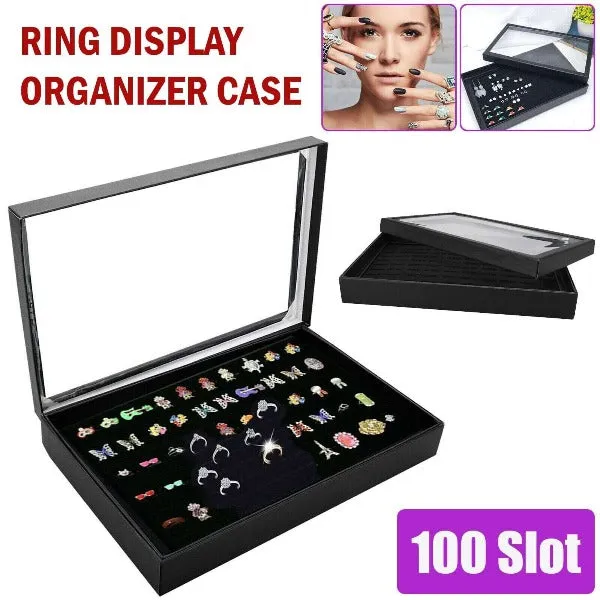 Ring Organizer Try with Transparent Lid Ring Holder