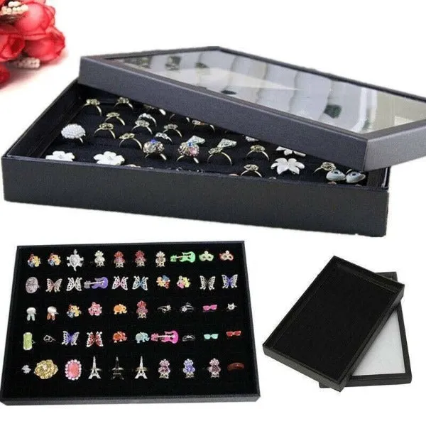 Ring Organizer Try with Transparent Lid Ring Holder