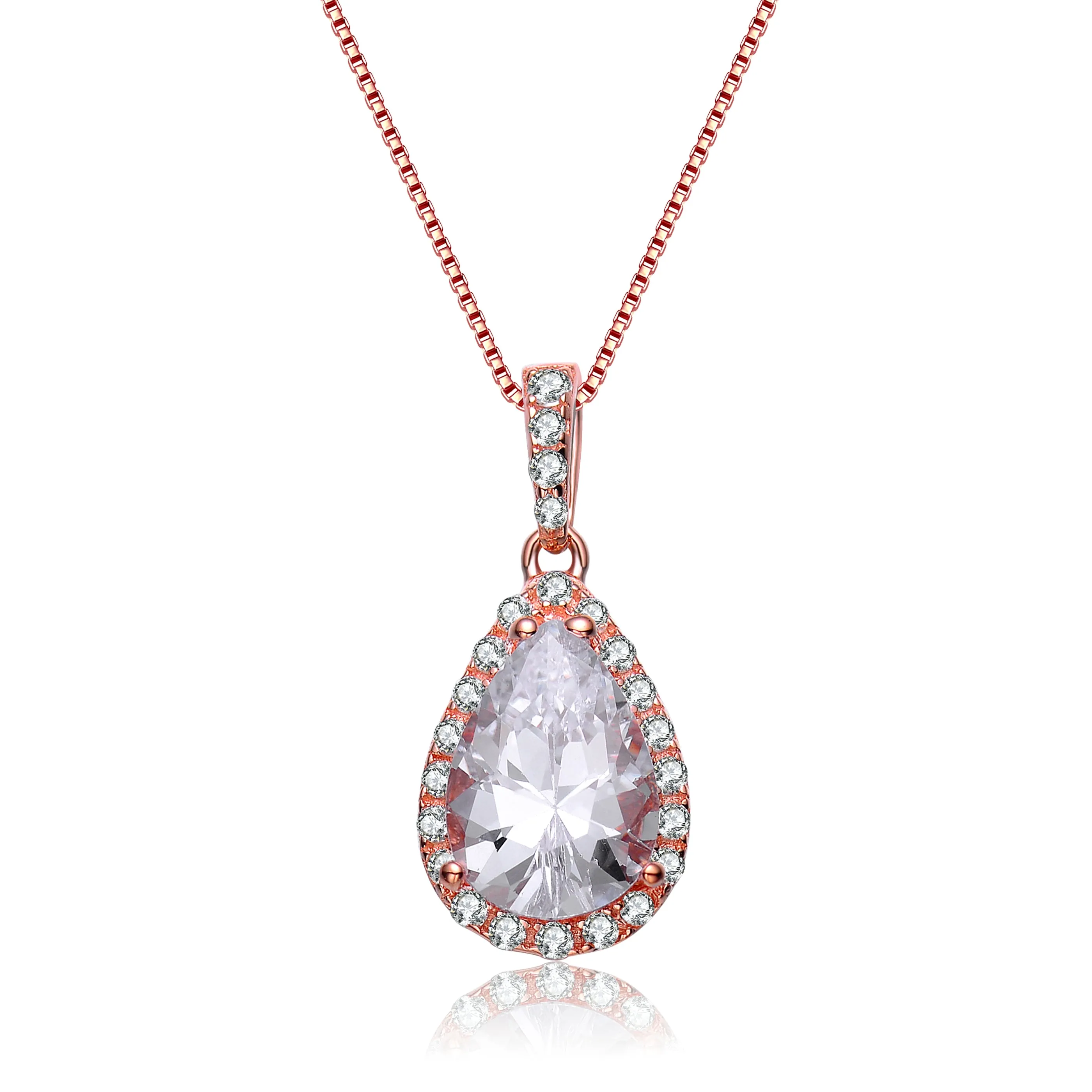 Rose Gold-Plated Sterling Silver Cubic Zirconia Pendant