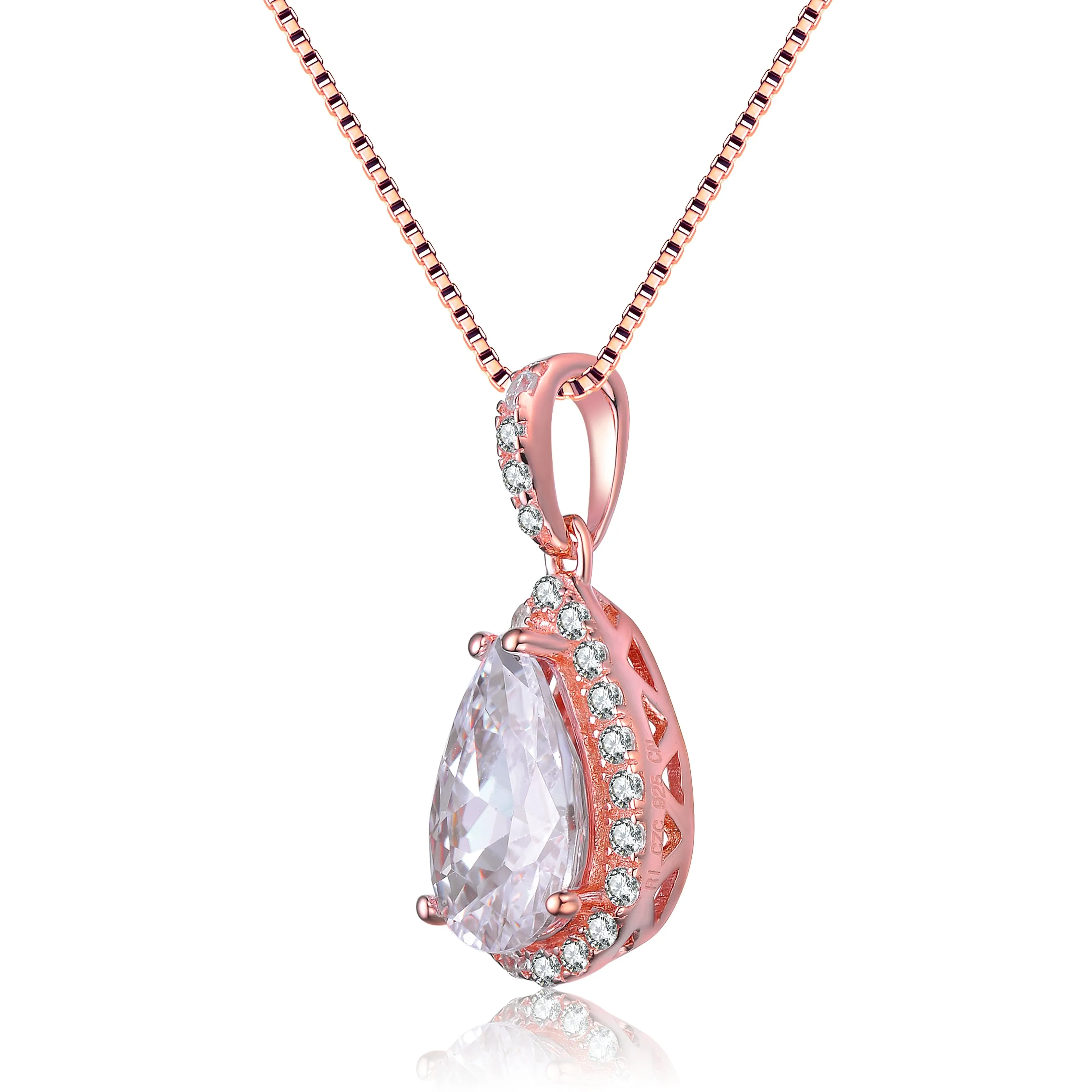 Rose Gold-Plated Sterling Silver Cubic Zirconia Pendant