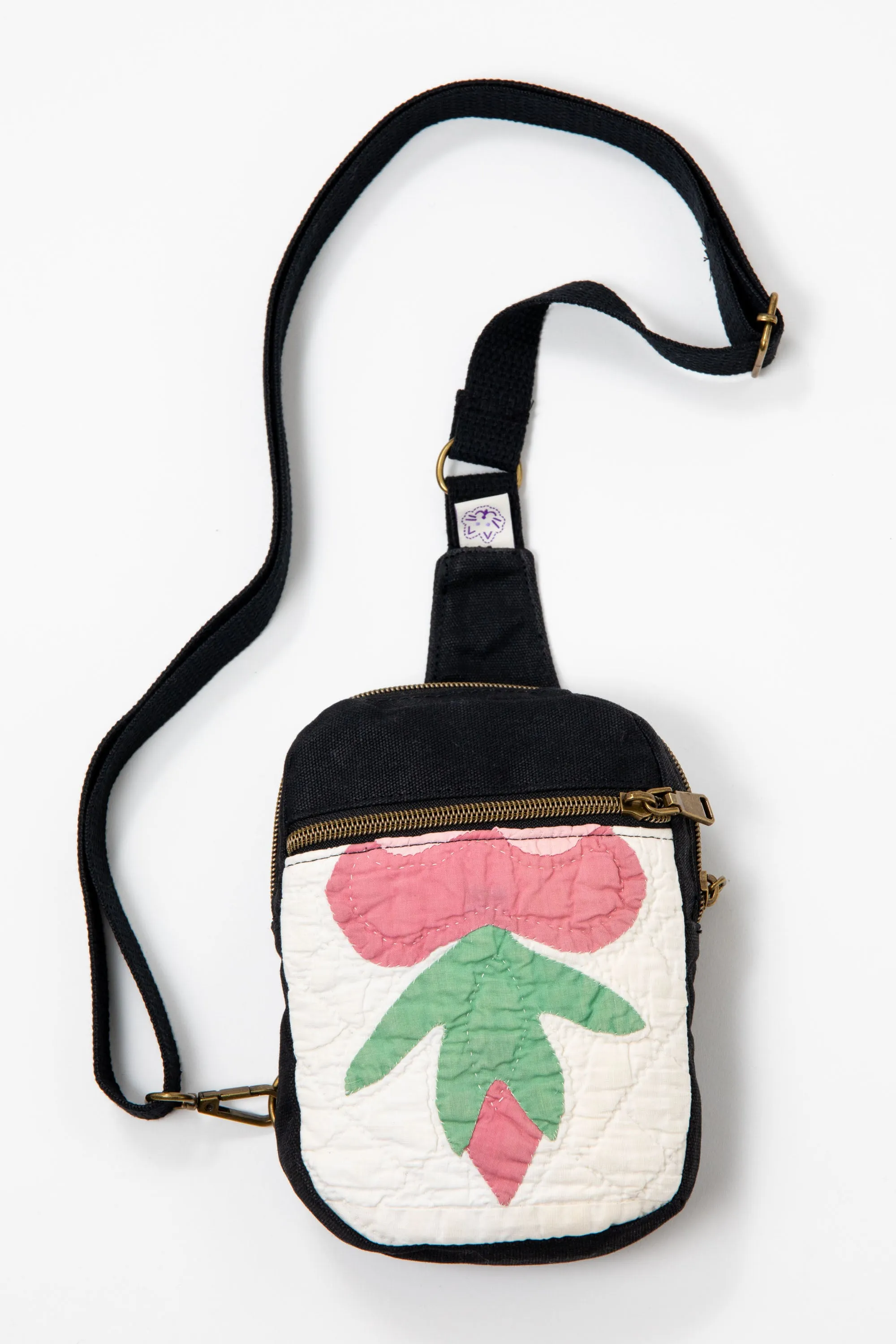 Rose of Sharon Crossbody - Black Canvas