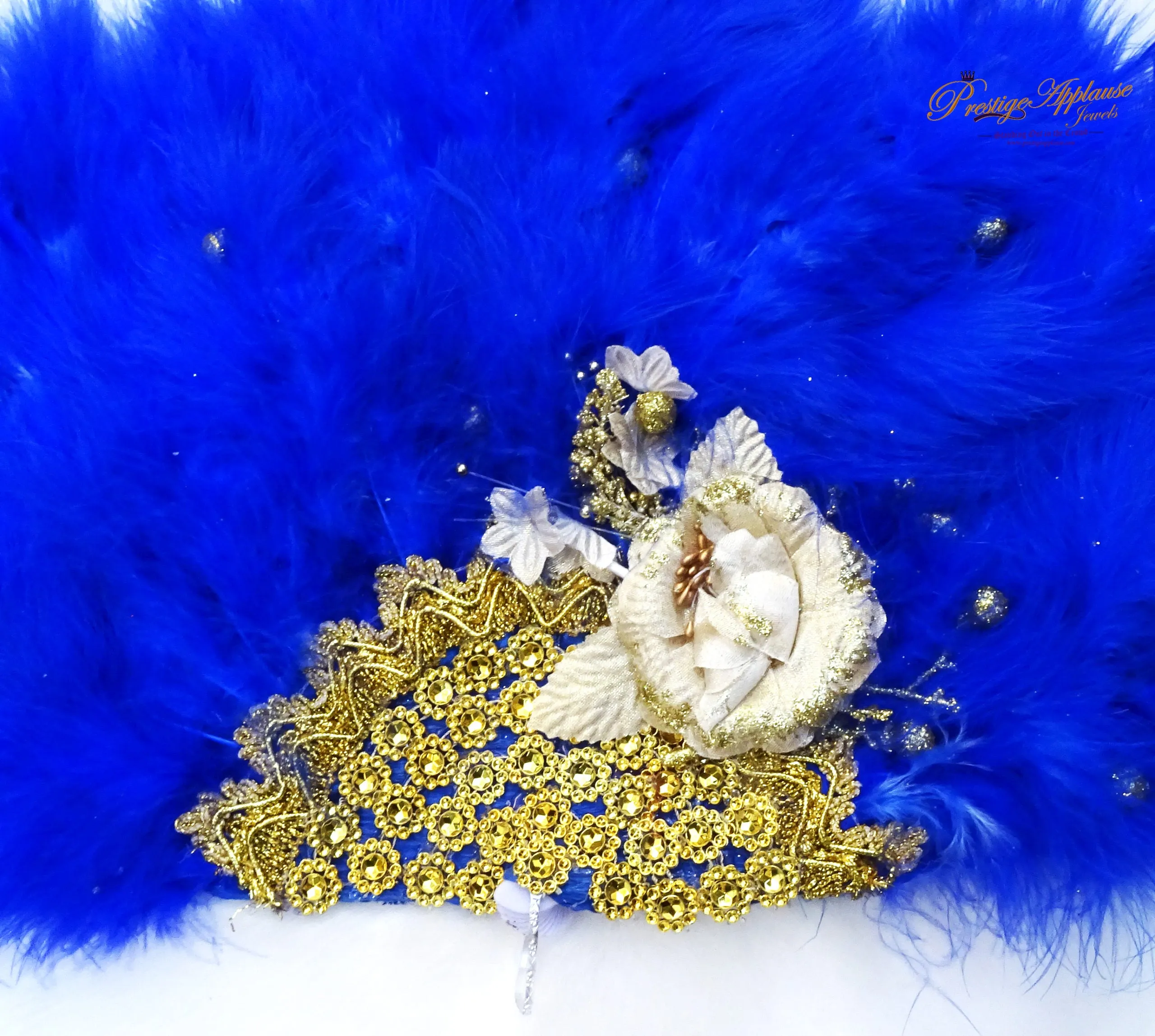 Royal Mixed Blue with Gold Hand fan wedding African Traditional engagement hand fan custom made