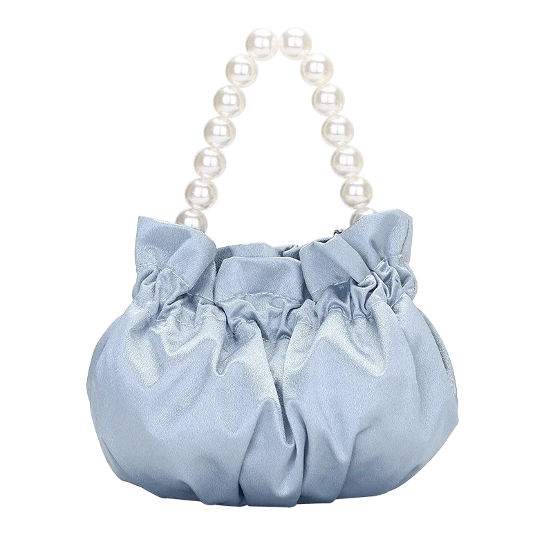 Satin Soft Aesthetic Pearl Chain Dumpling Bag