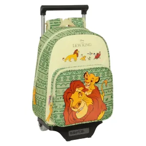 School Rucksack with Wheels Mufasa Green Beige 27 x 33 x 10 cm