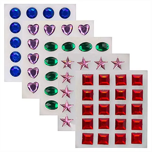 Self-Adhesive Jewels Multi-Color Assorted Gems - Rhinestones, Hearts, Diamonds, Stars