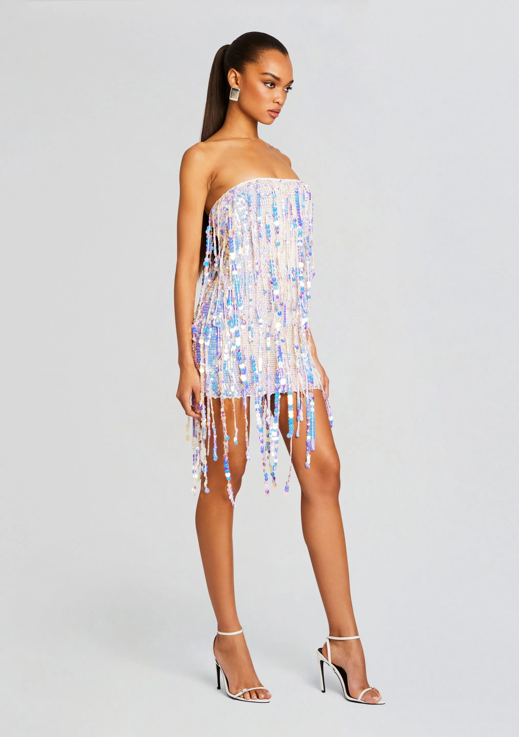 Shira Sequin Fringe Crochet Dress