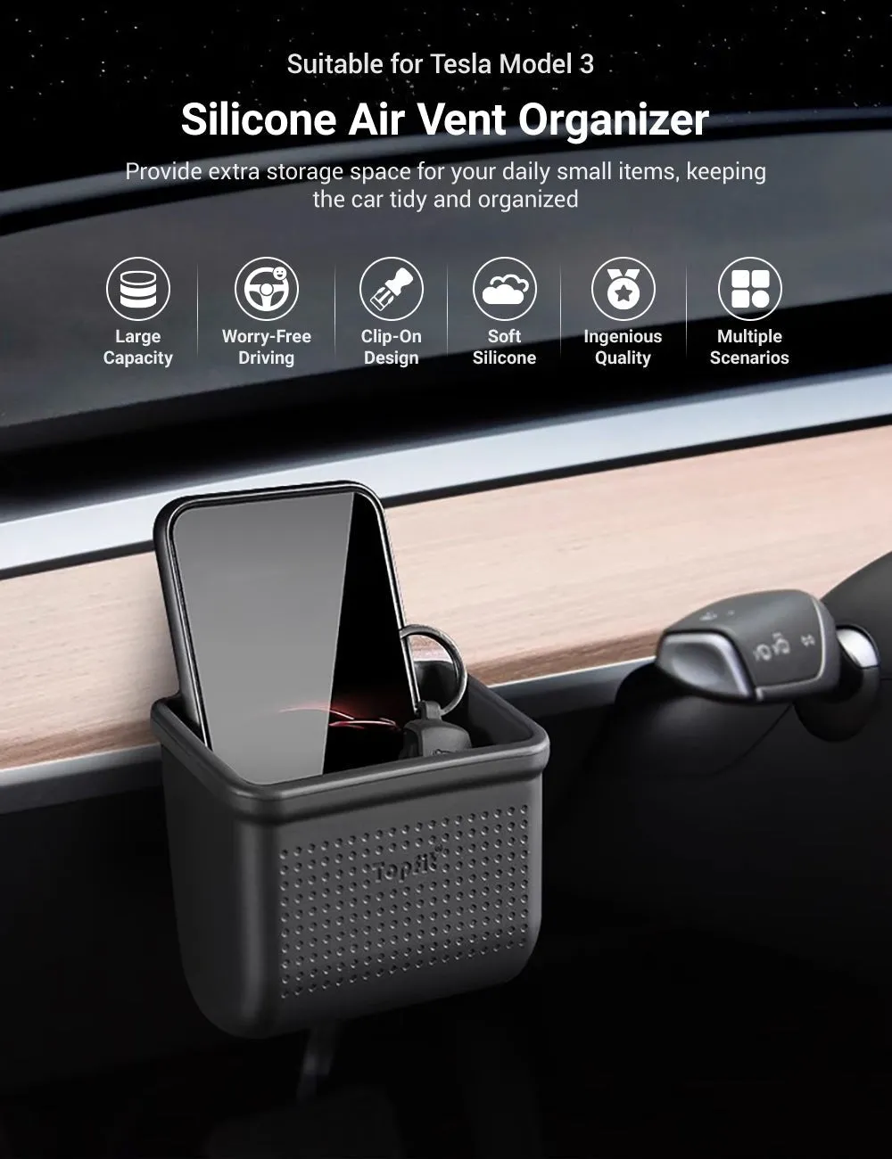 Silicone Air Vent Organizer for Tesla Model 3