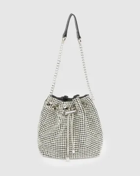 Silver Dana Crystal Bucket Bag