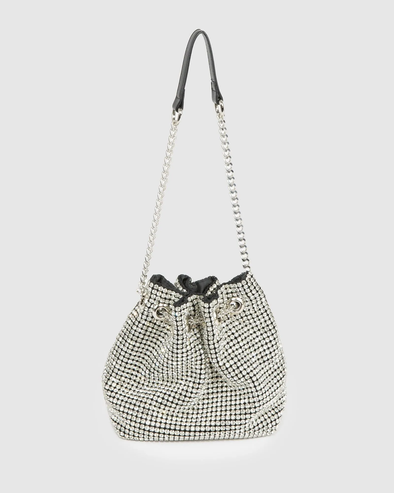 Silver Dana Crystal Bucket Bag