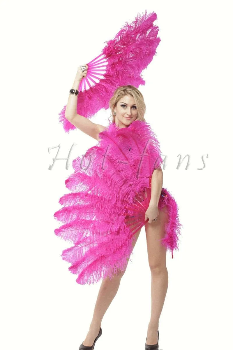 Single layer Hot pink Beginner’s Ostrich Feather Fan 25"x 45"