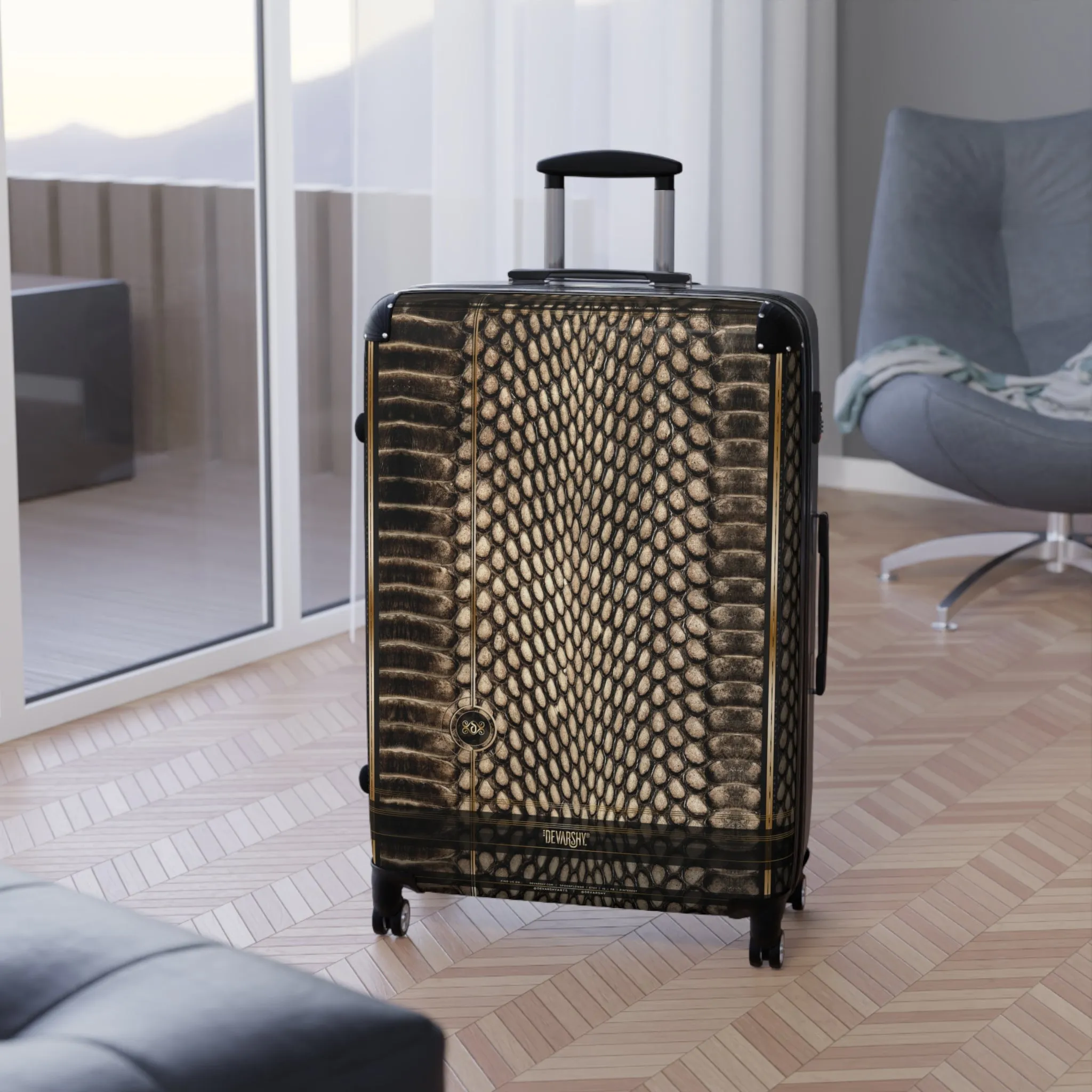 Snake Print Suitcase Carry-on Suitcase Snake Skin Luggage Hard Shell Suitcase in 3 Sizes | D20168