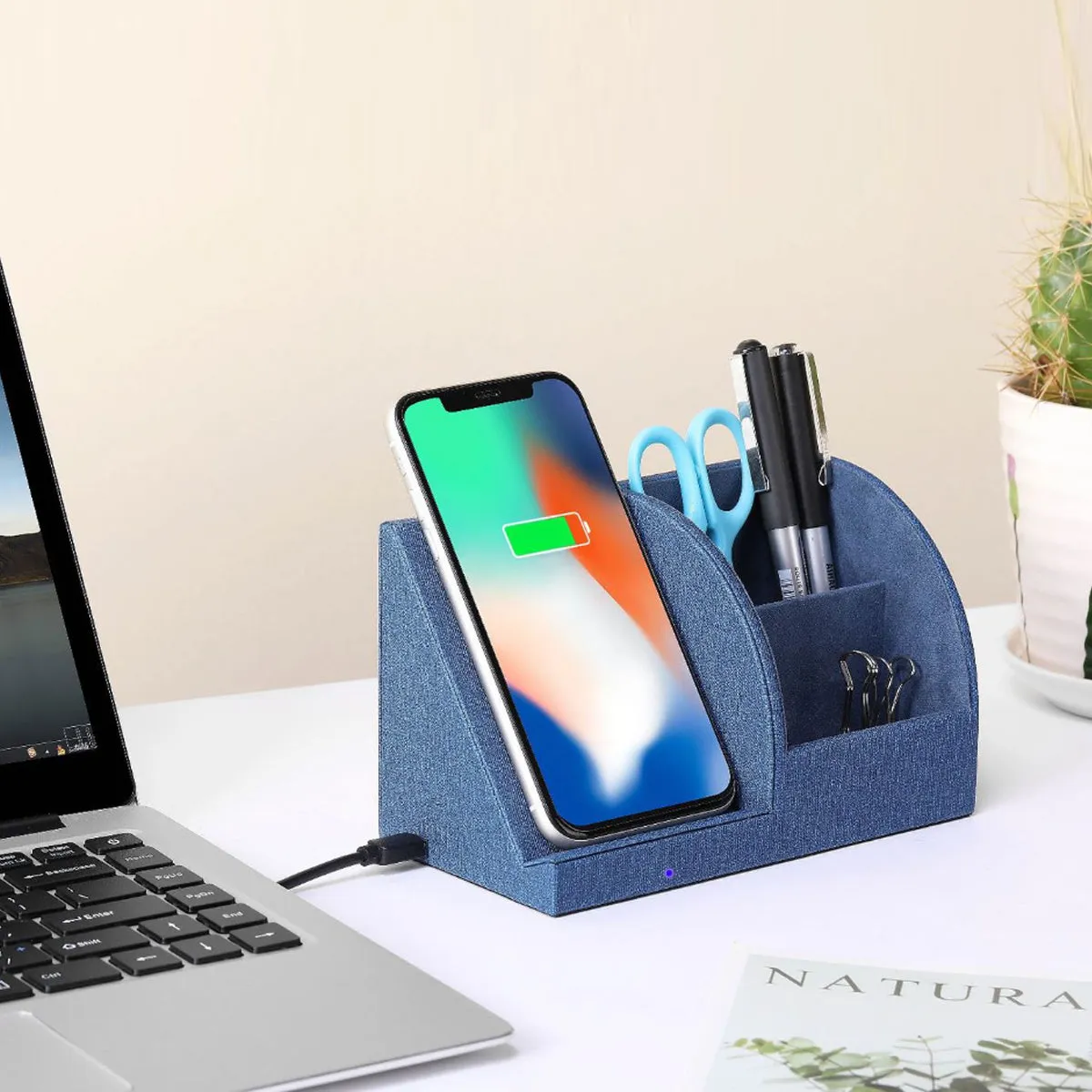 Soho Desk Organizer And Wireless Phone Charger