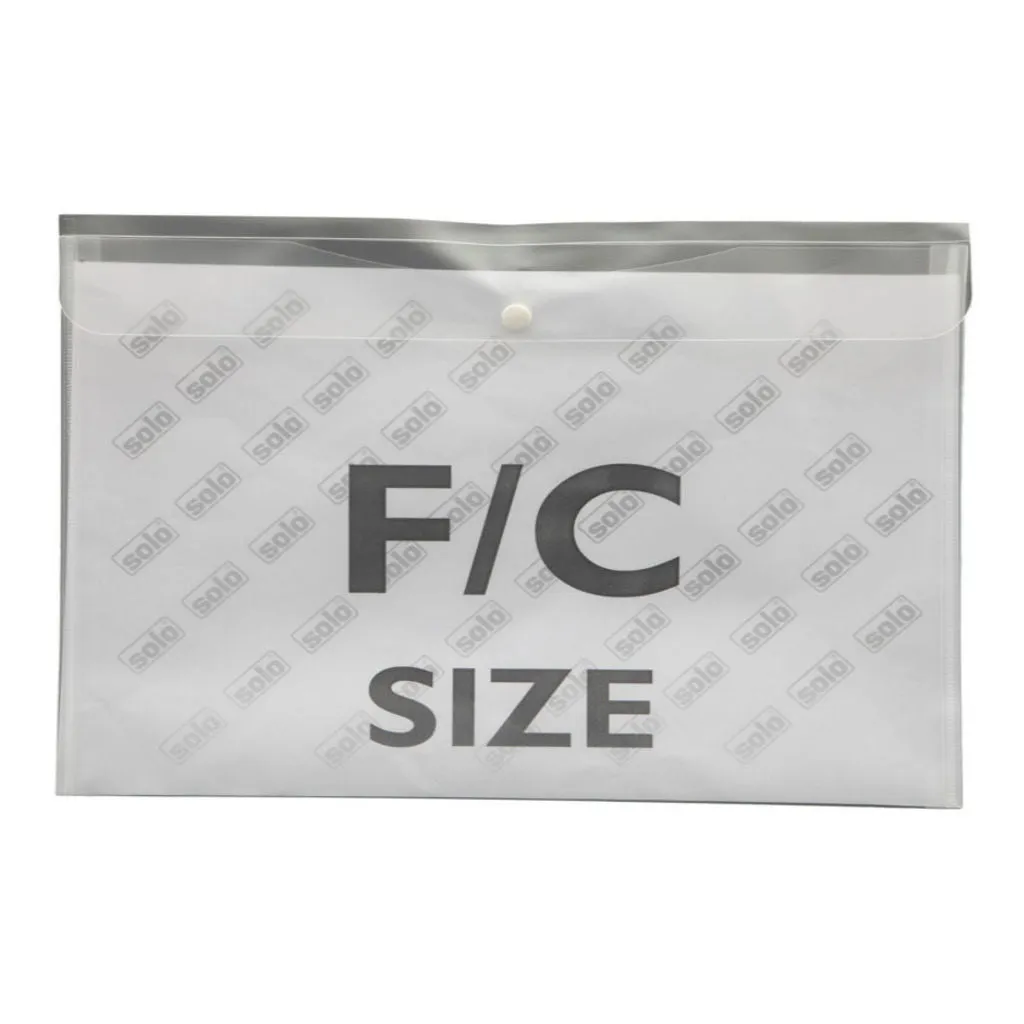 Solo Document Bag With Button Closure L/Scape Transparent White F/C Size CH 118