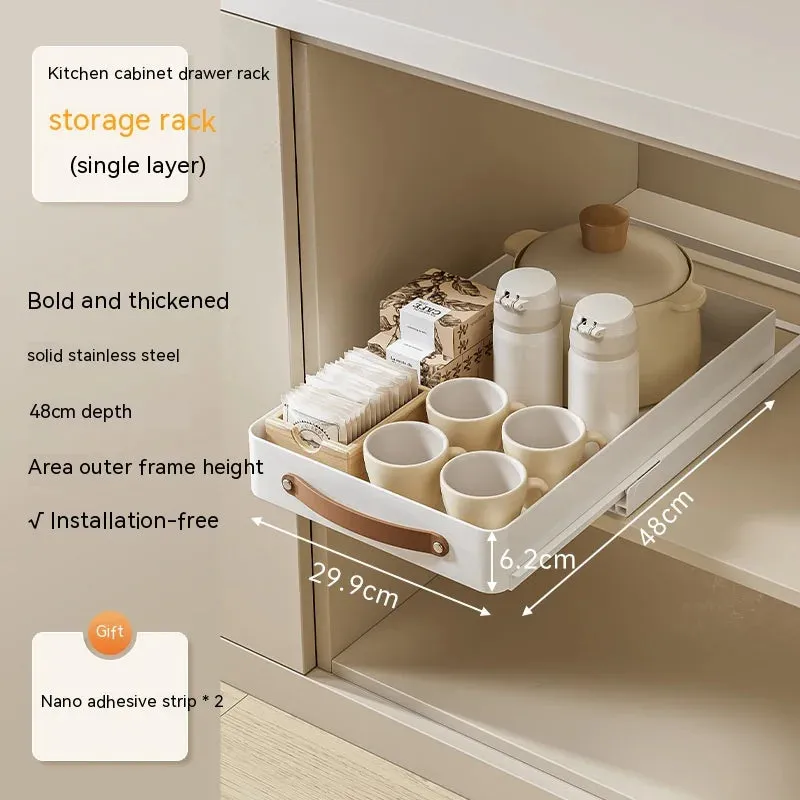 Stainless Store Kitchen Cabinet Pull-Out Sliding Organizer