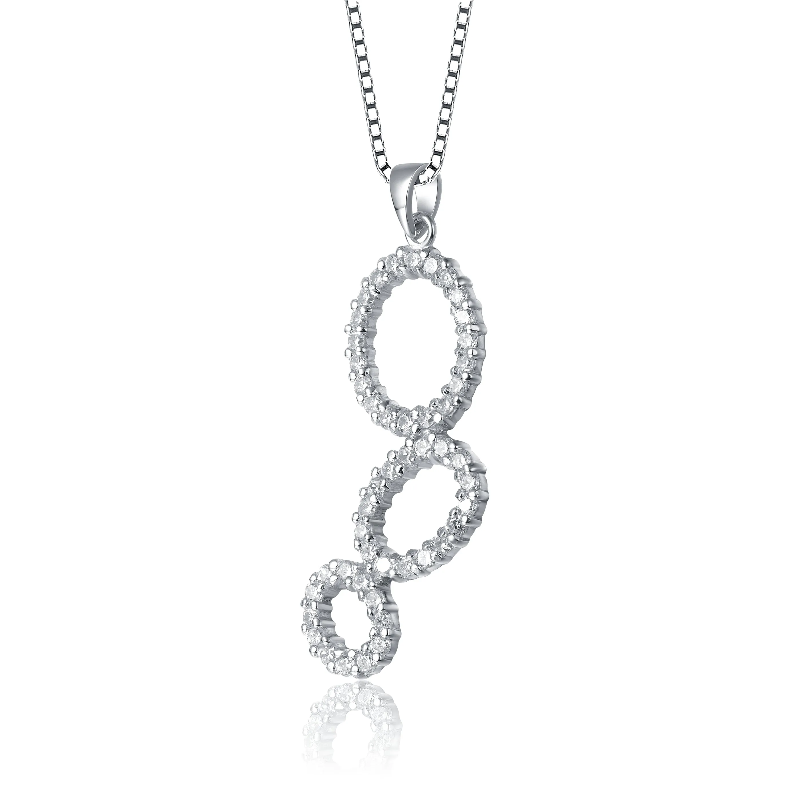 Sterling Silver Cubic Zirconia Triple Loop Pendant