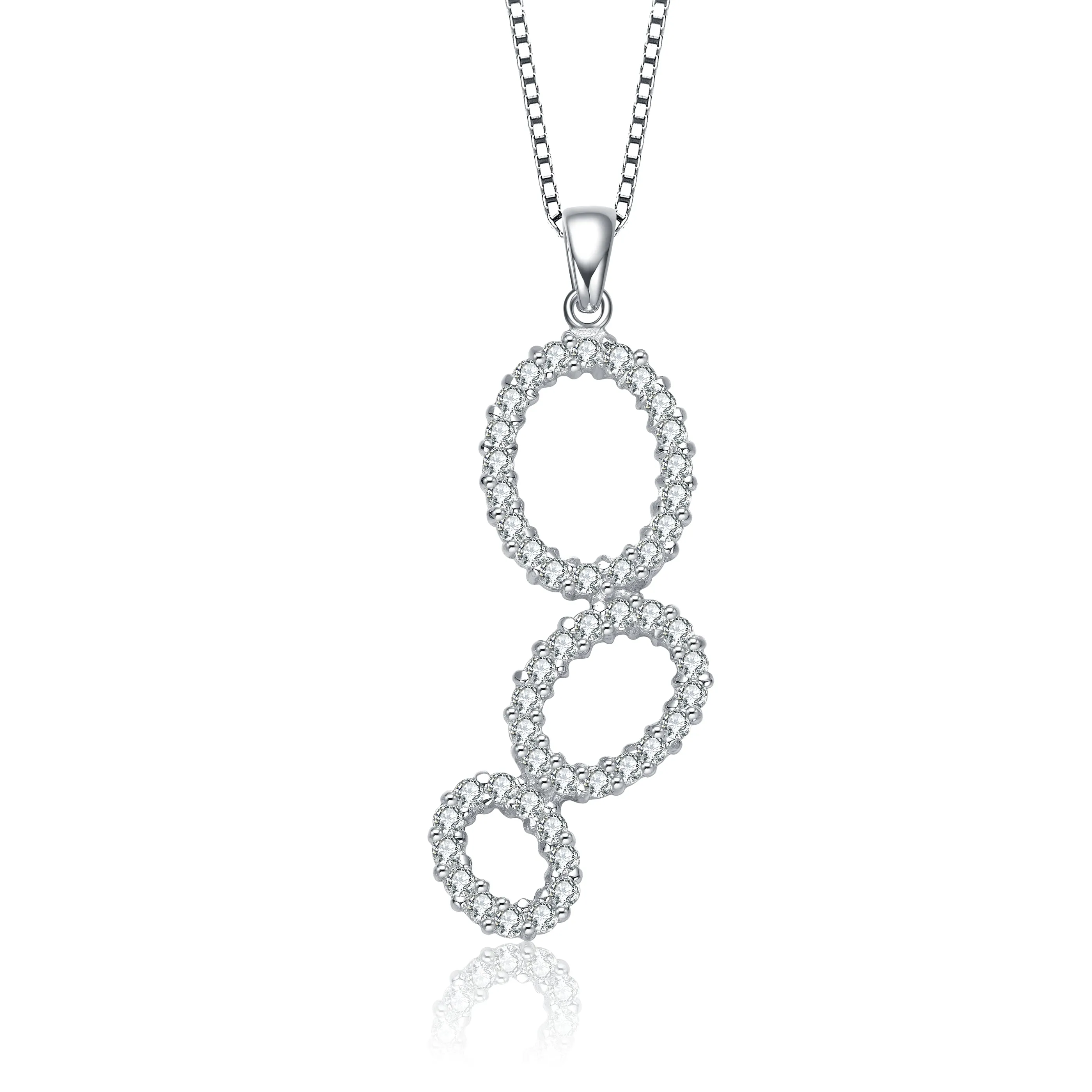 Sterling Silver Cubic Zirconia Triple Loop Pendant