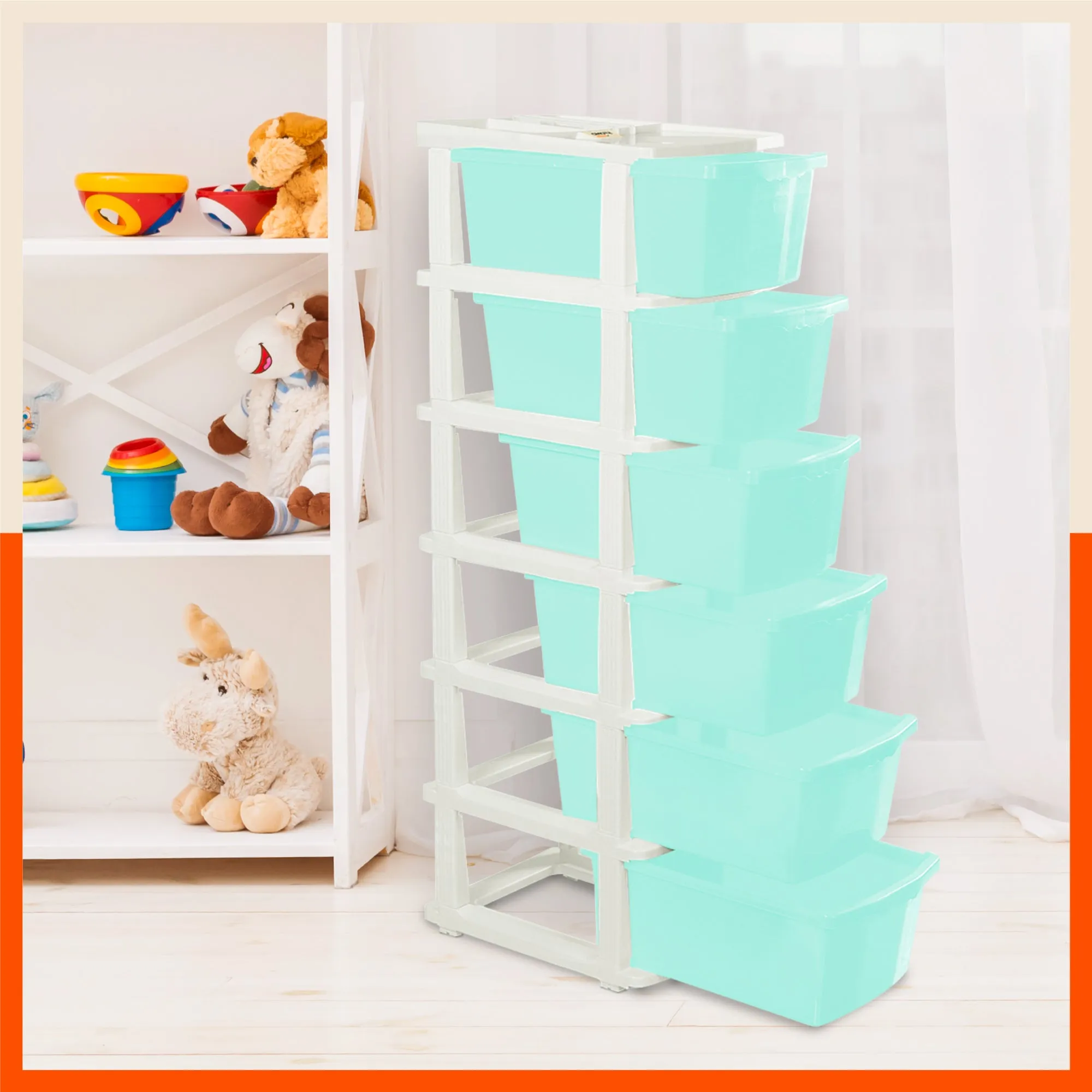 Stomo 6 Multi-Purpose Storage Organizer for Home and Office (Jade)