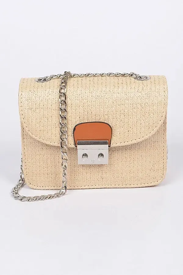 Straw Clutch Crossbody Bag