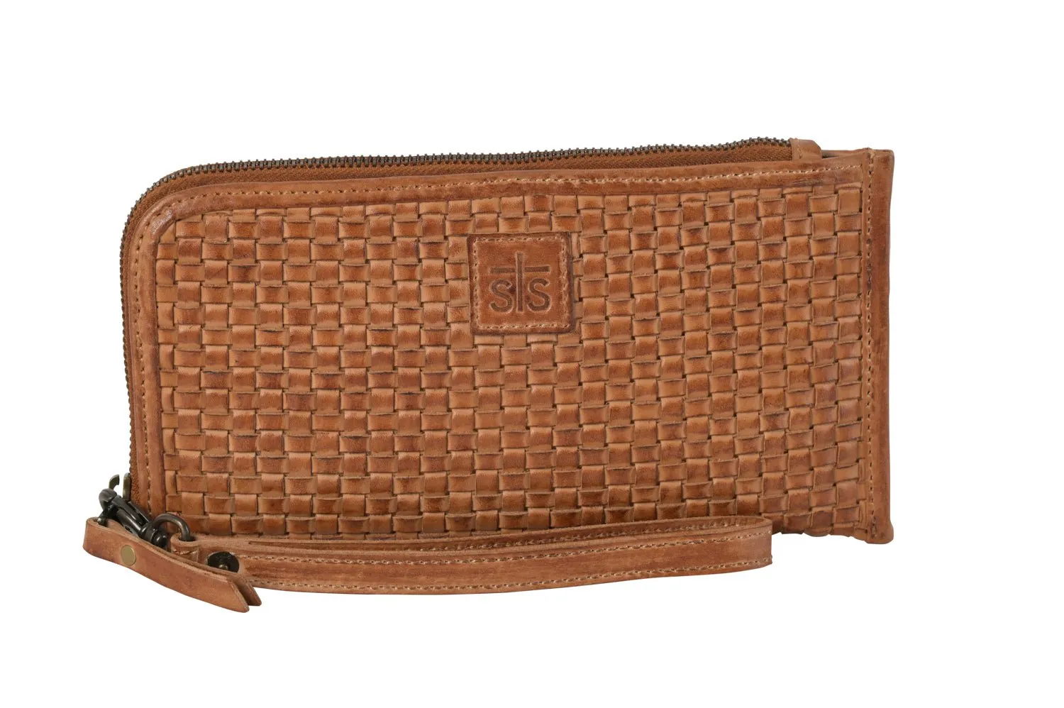 STS Ranchwear Womens Sweetgrass Distressed Tan Leather Clutch Bag