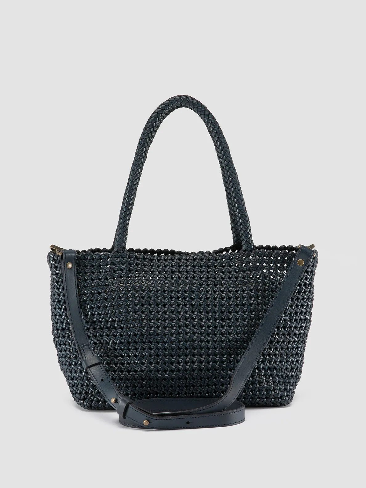 SUSAN 09 - Blue Woven Leather Shoulder Bag