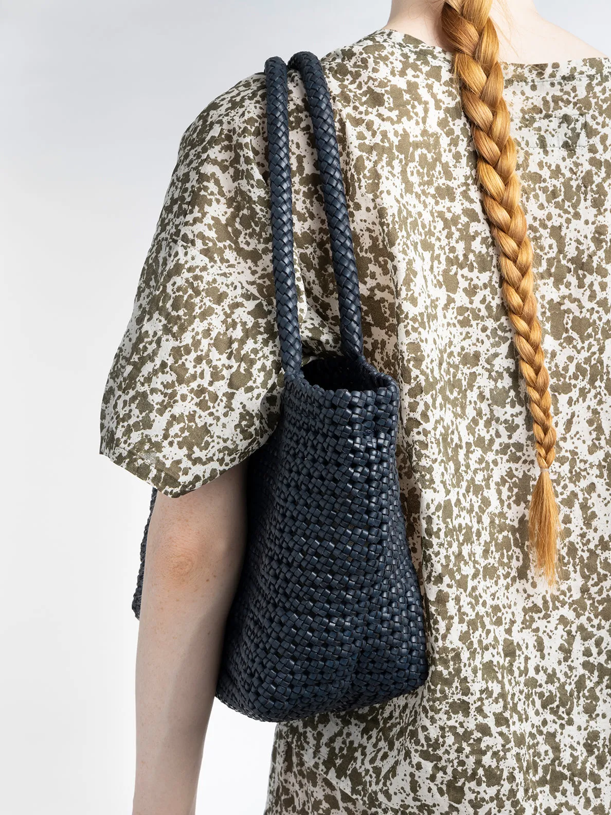 SUSAN 09 - Blue Woven Leather Shoulder Bag