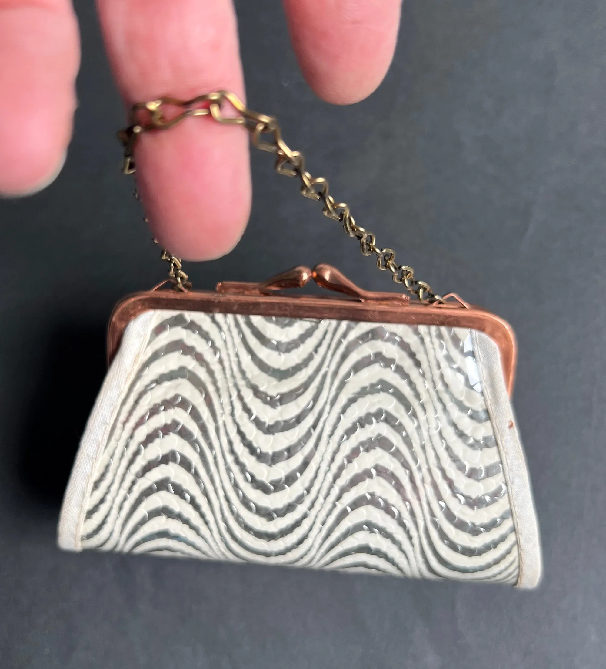 Swirly Silver & White 1940s Bag - Large or Small