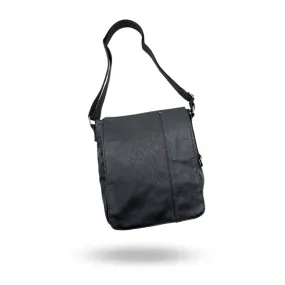 Tatum - Mens Black Faux Leather Messenger Bag