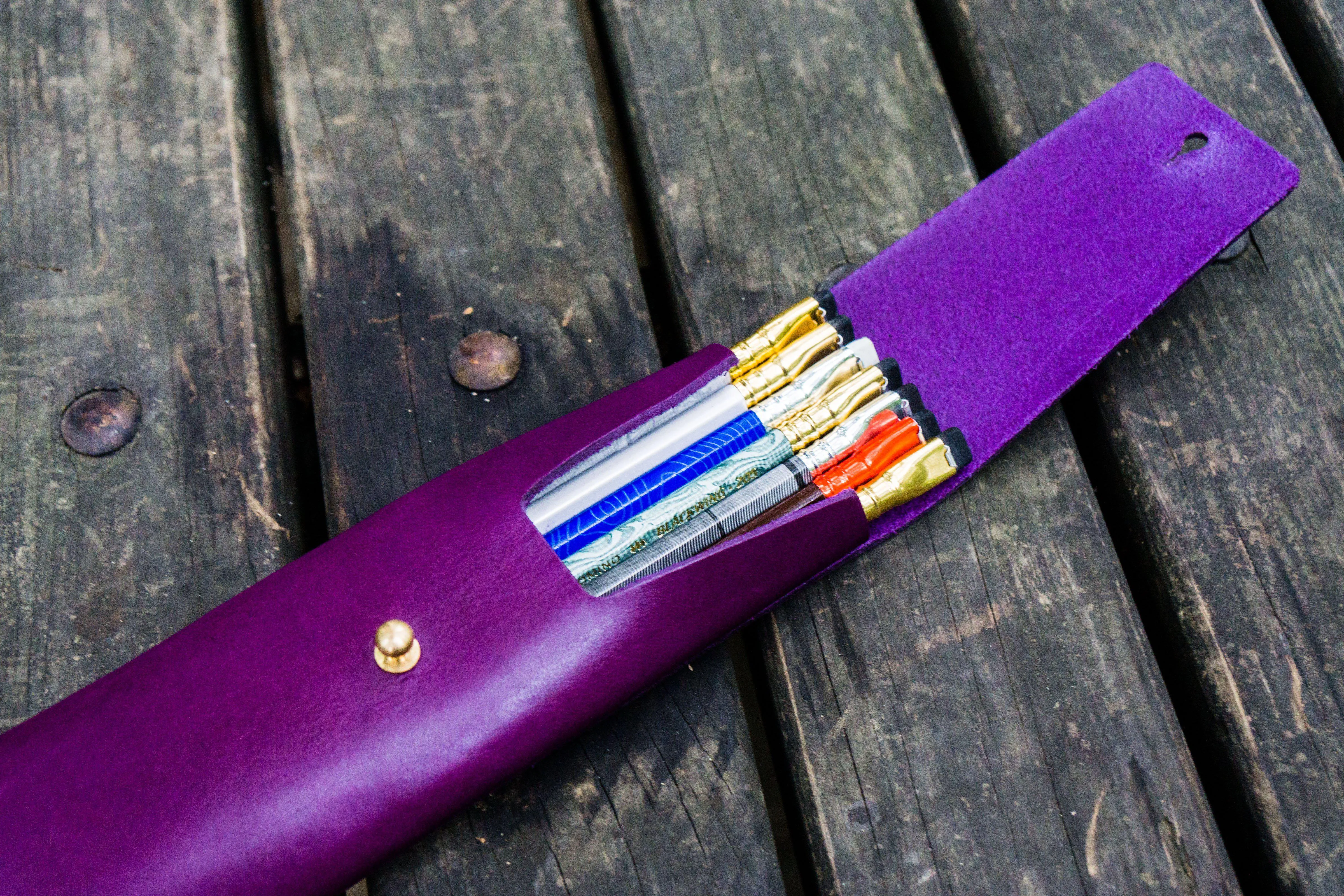 The Charcoal Leather Pencil Case for Blackwing Pencils - Purple