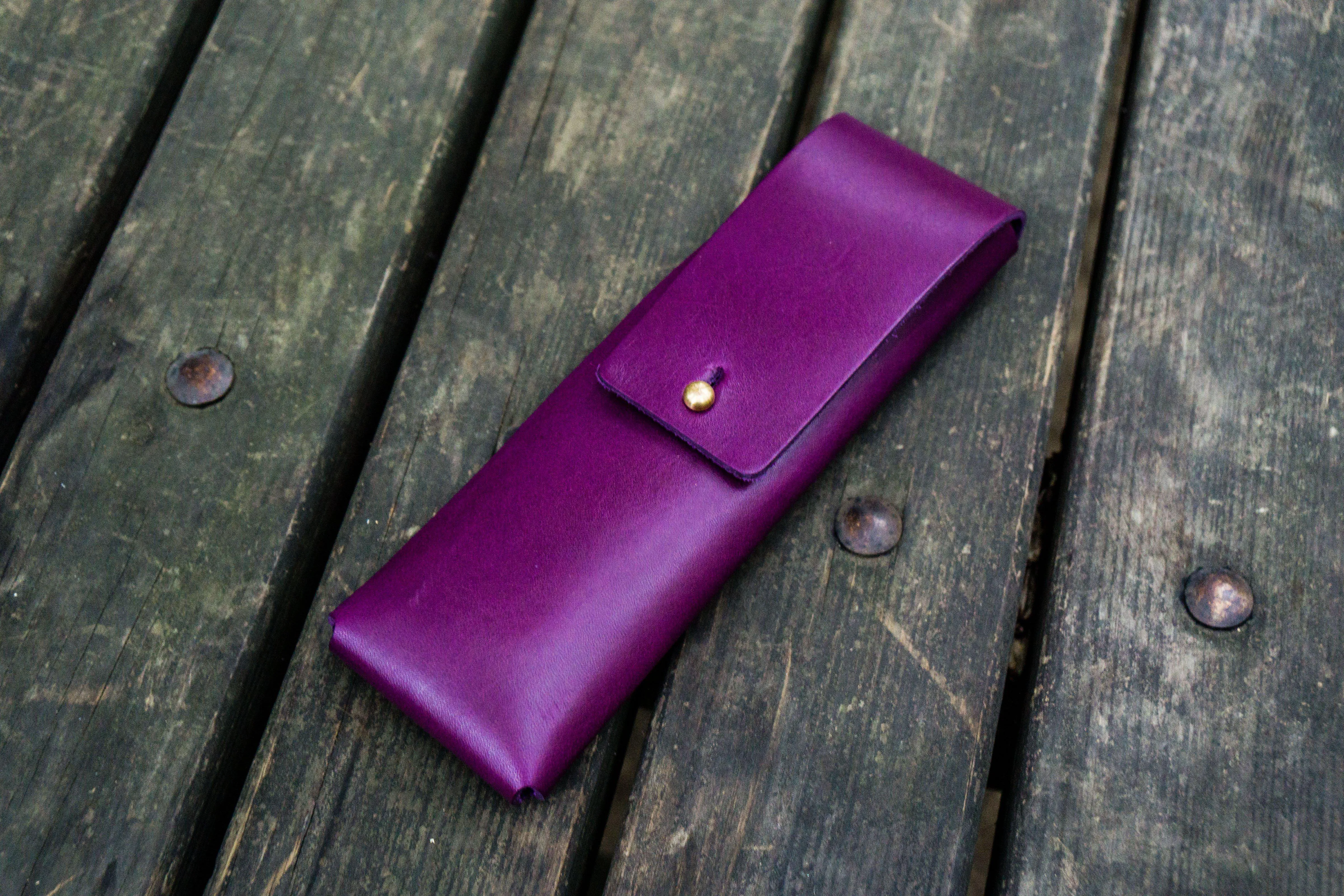 The Charcoal Leather Pencil Case for Blackwing Pencils - Purple