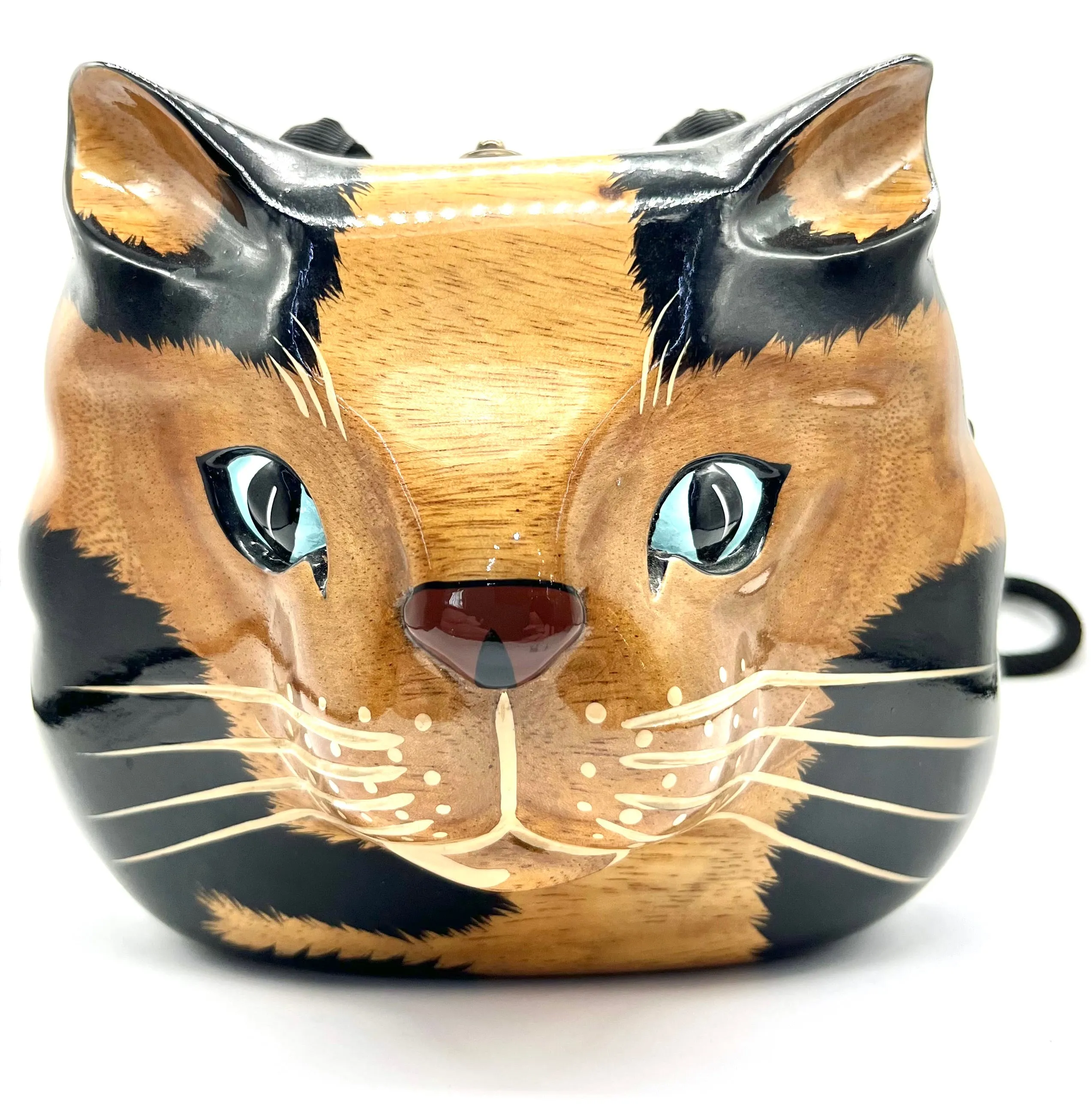 Timmy Woods Wooden Painted Cat Purse