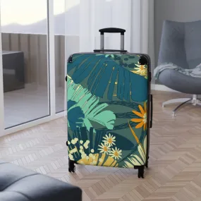 Tropical Print Suitcases, Featuring our Jungle Blues Print