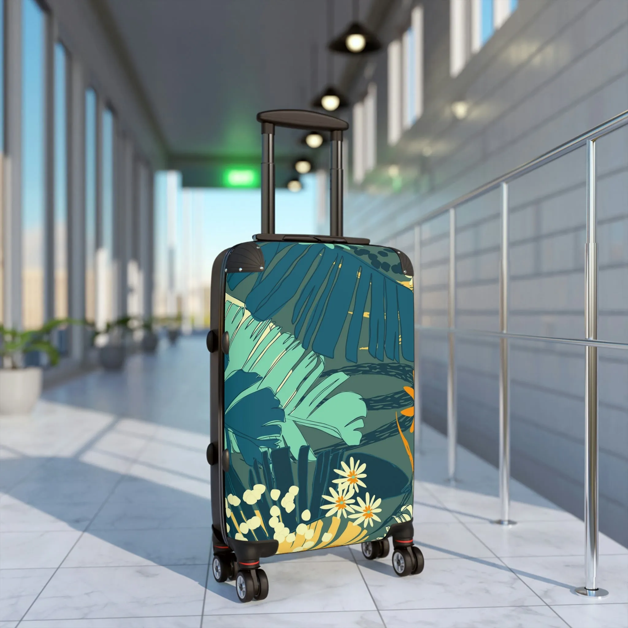 Tropical Print Suitcases, Featuring our Jungle Blues Print