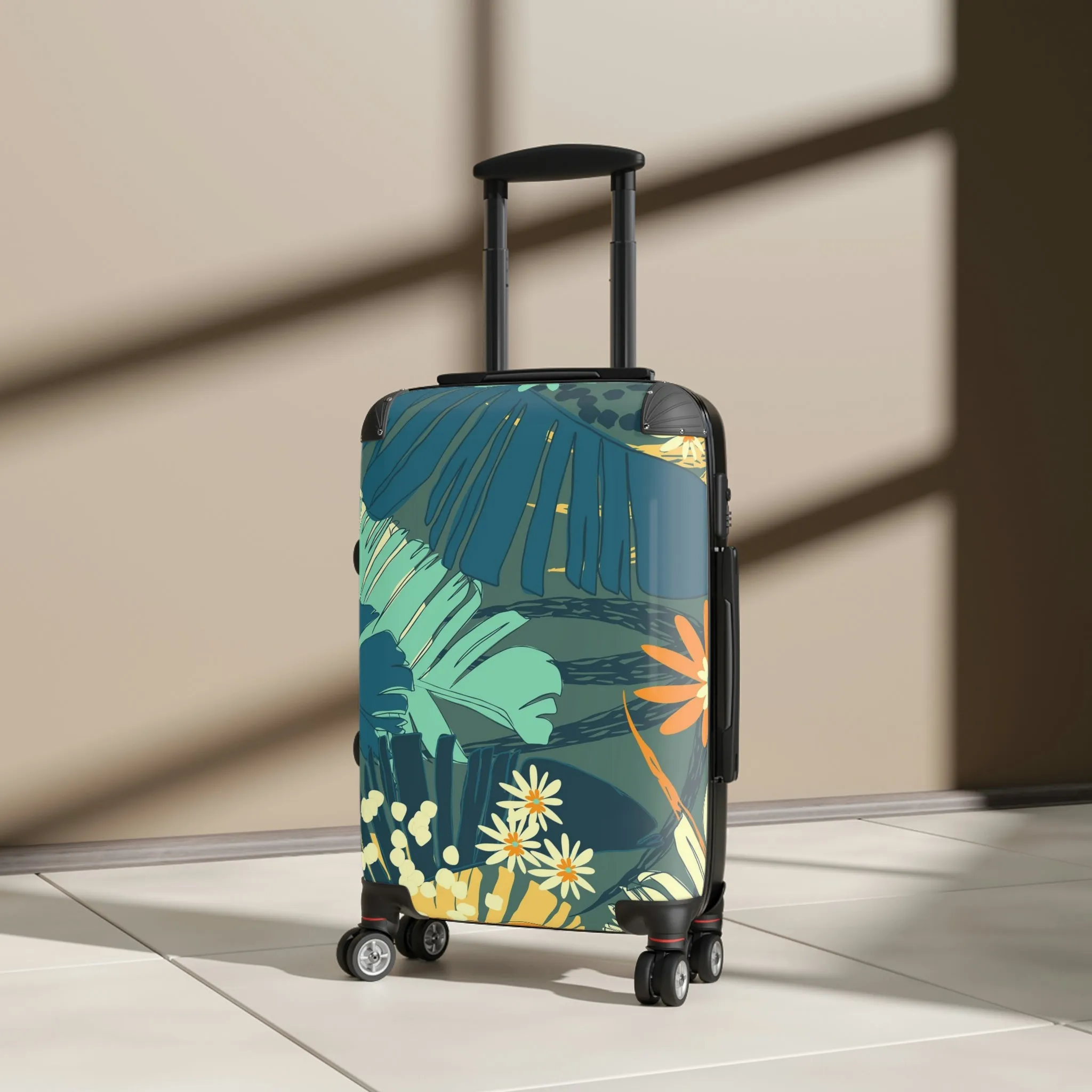 Tropical Print Suitcases, Featuring our Jungle Blues Print