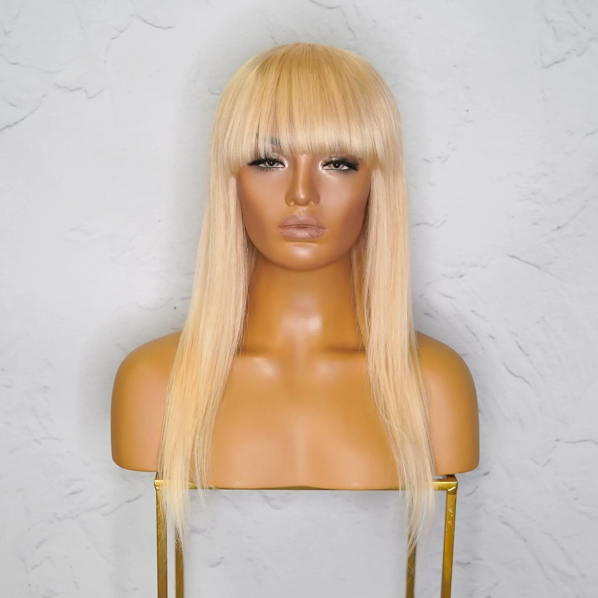 VICTORIA Blonde Human Hair Fringe Wig