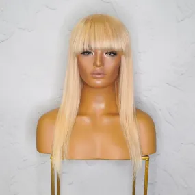 VICTORIA Blonde Human Hair Fringe Wig