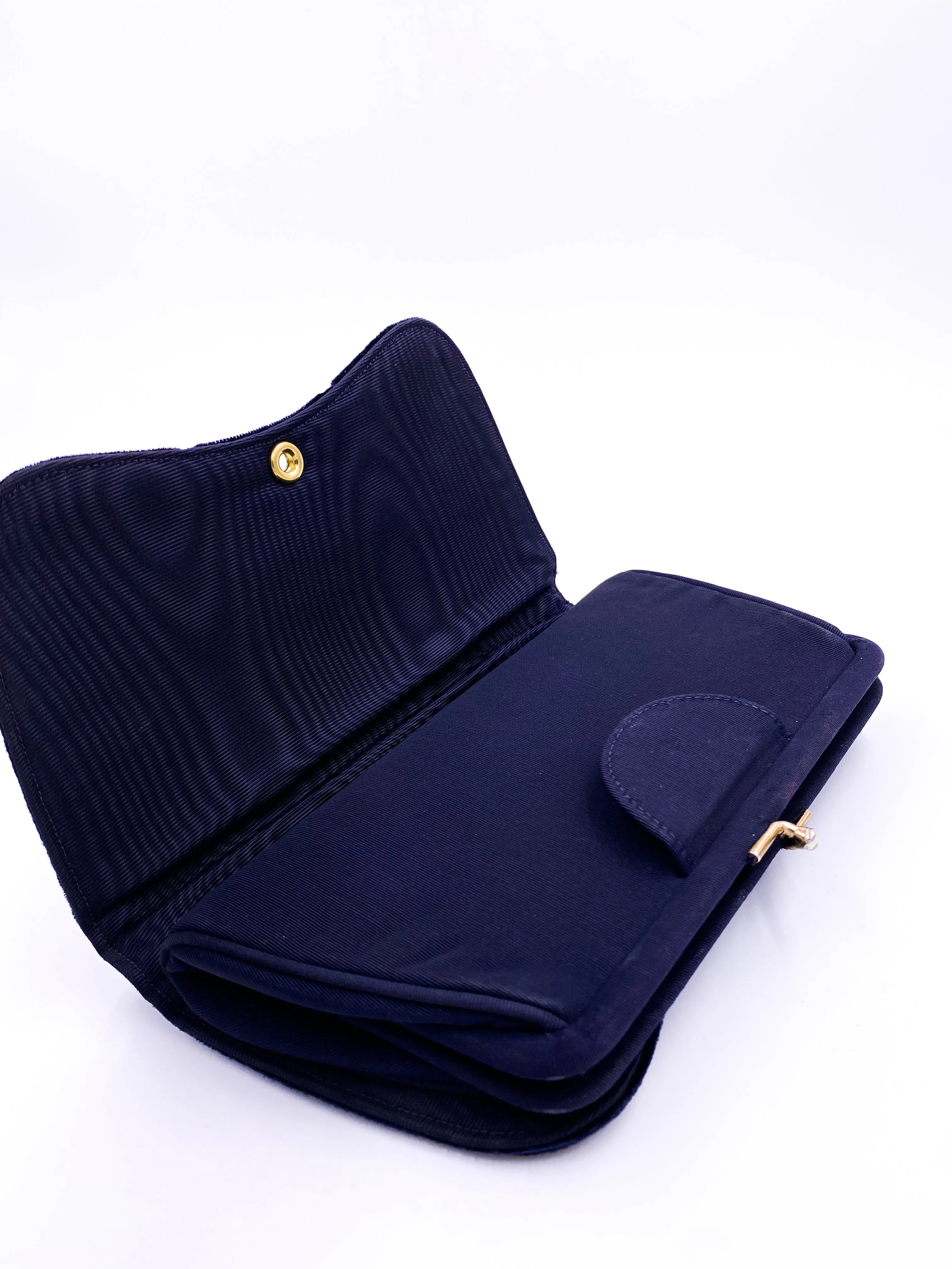 Vintage Blue Velvet Clutch