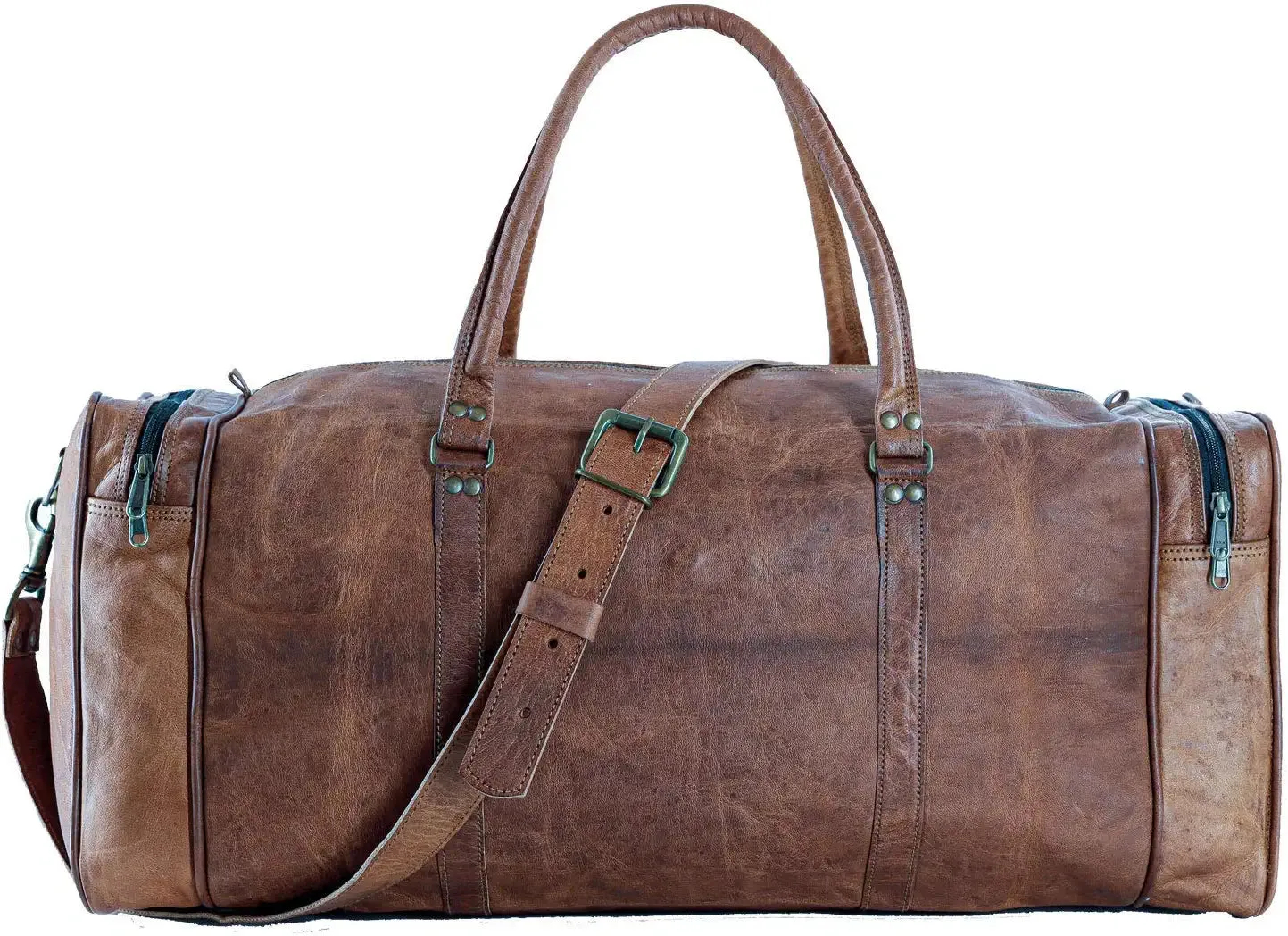 Vintage Brown Leather Weekender Bag