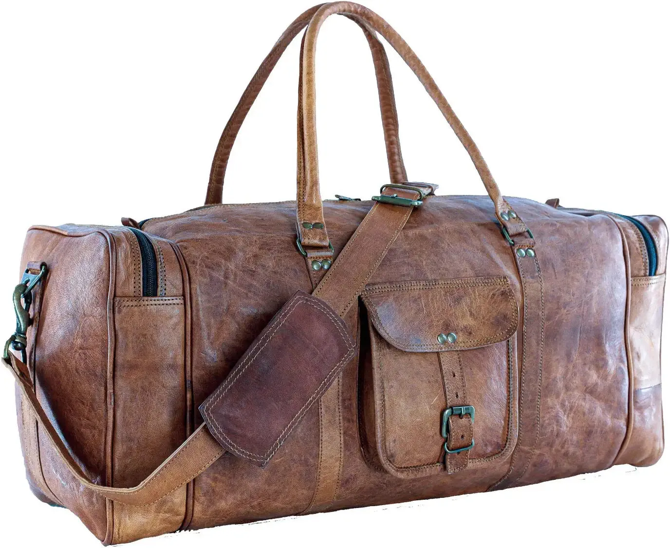 Vintage Brown Leather Weekender Bag