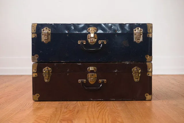 Vintage Metal Suitcase Side Table