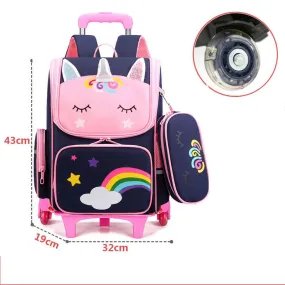 Wenkouban School Wheeled Backpack bag set for girls Trolley Bag with Wheels  school Rolling Backpack Bags Kids Rolling Bacpack Trolley Bag