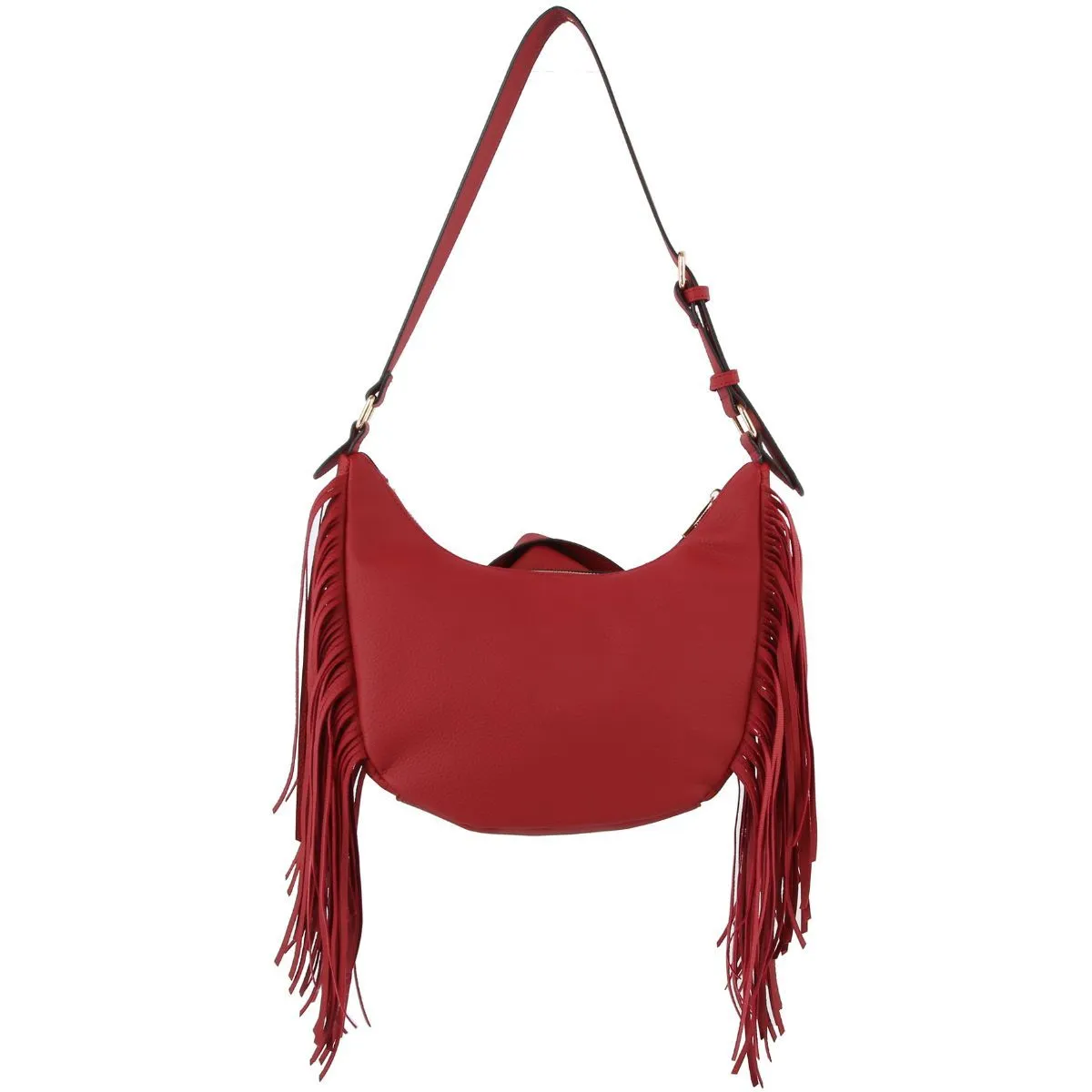 Wine Moto Fringe Shoulder Bag