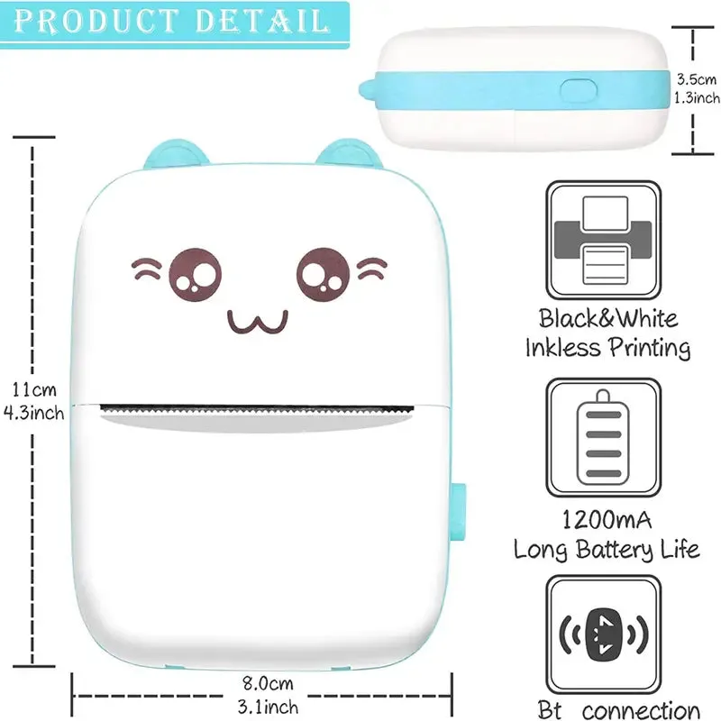 Wireless, Inkless Portable Mini Pocket Printer