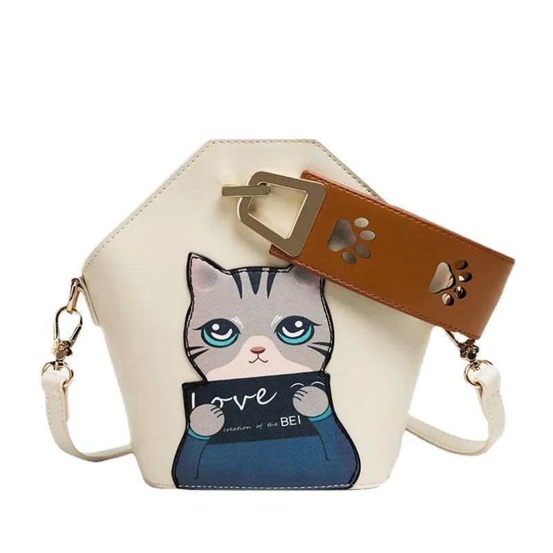 Women Fashion Cute Cat Crossbody Bag Handbag Shoulder Bag