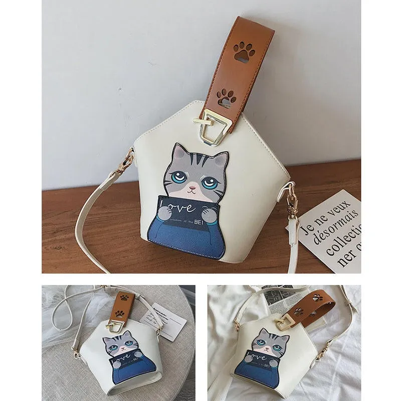 Women Fashion Cute Cat Crossbody Bag Handbag Shoulder Bag