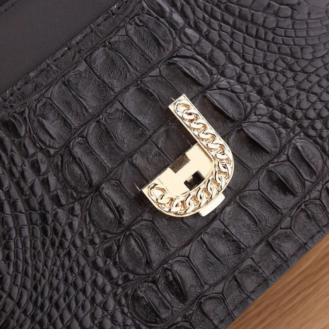 Women's Crocodile Leather Chain Cross Body Messenger Bag