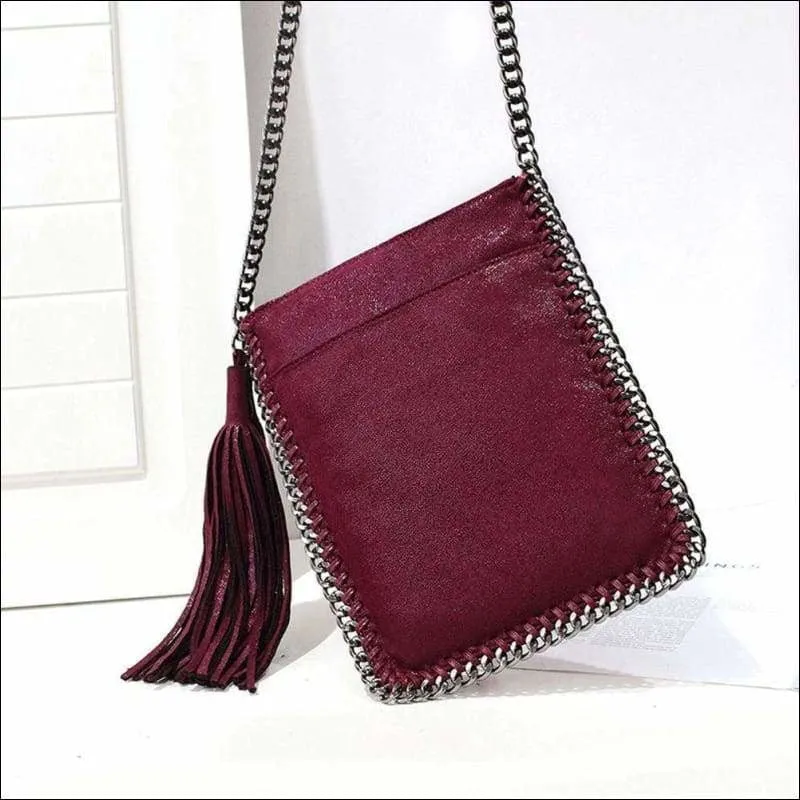 Womens Fashion Small Tassle Shoulder Cross Body Clutches Pouches