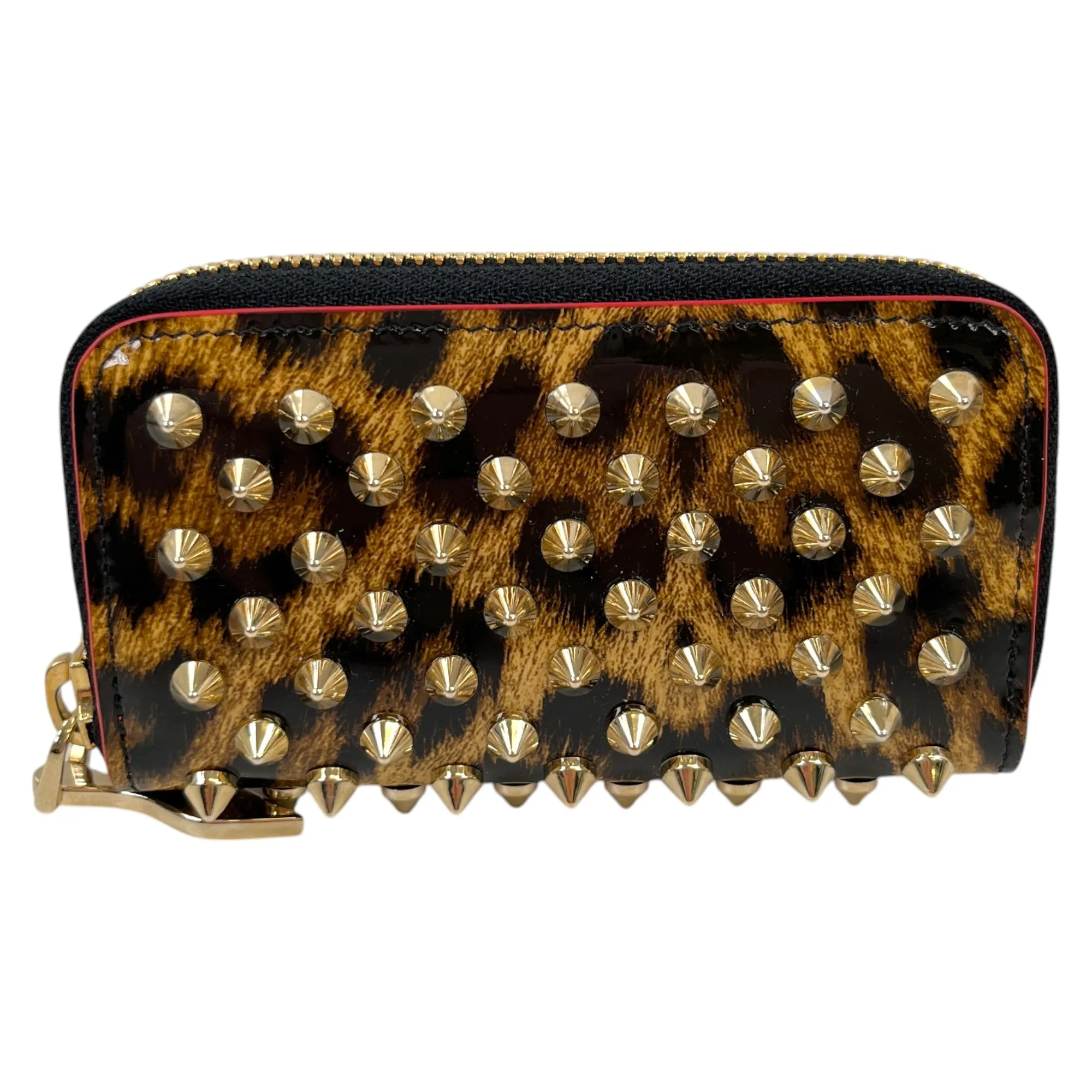 Women's Leopard Spike Coin Purse Brown