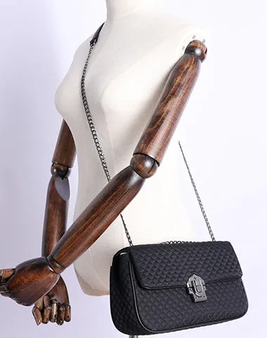 Womens Nylon Mini Shoulder Bag Womens Black Diamond Nylon Chain Shoulder Purse Nylon Chain Purse for Ladies