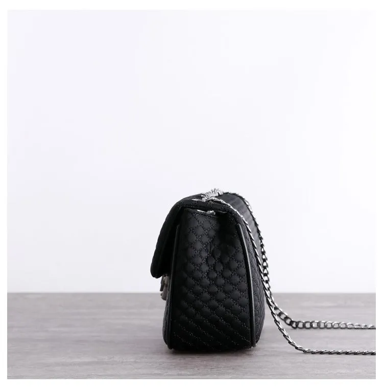 Womens Nylon Mini Shoulder Bag Womens Black Diamond Nylon Chain Shoulder Purse Nylon Chain Purse for Ladies