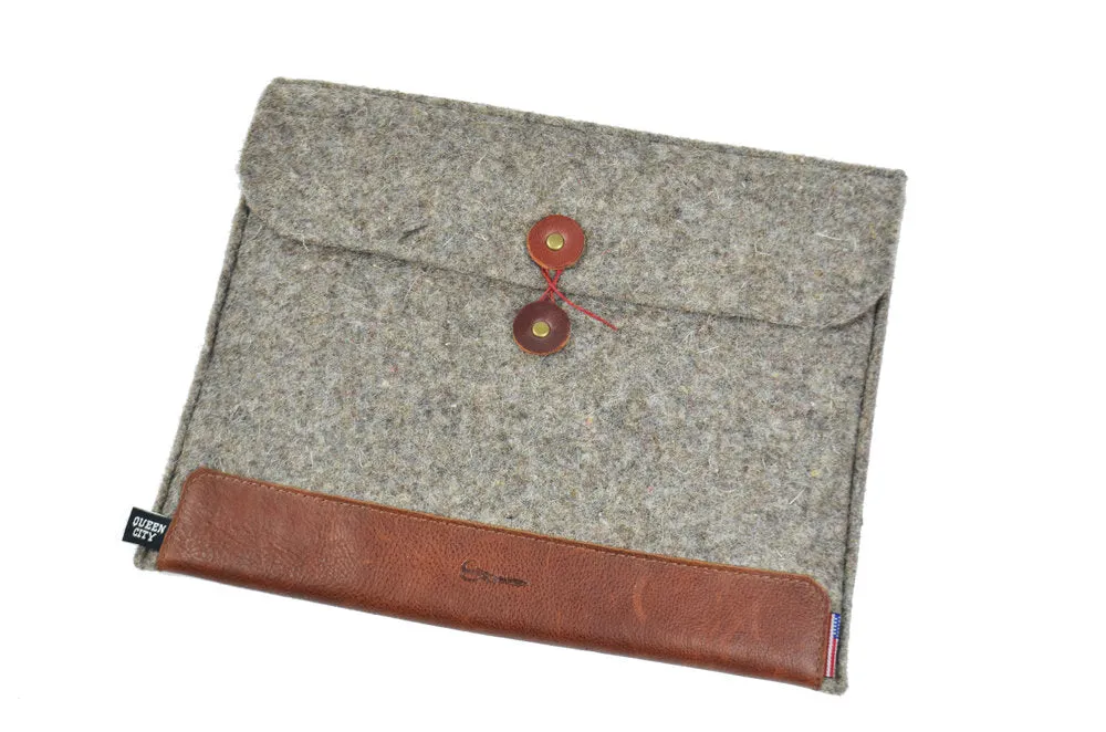 Wool &amp; Leather iPad Tablet Sleeve: 'Shears'